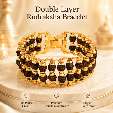 5 Mukhi Rudraksha Pendent with Double layer Bracelet - 3