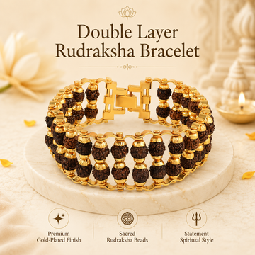108 Beads Rudraksha Mala with Double Layer Bracelet combo - 2