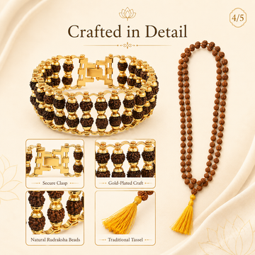 108 Beads Rudraksha Mala with Double Layer Bracelet combo - 4