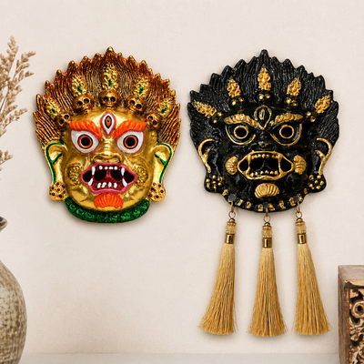 Powerful Kirtimukh Nazar Protection Combo(Golden and Black with Tassels )