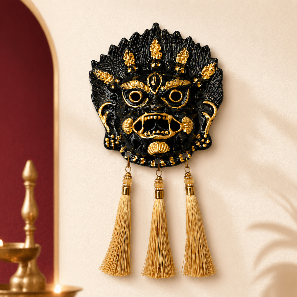 Kirtimukh  Wall Hanging |  Black | With Tassel