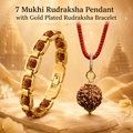 Divine Aura 7 Mukhi Rudraksha Pendant & Gold-Plated Bracelet Combo