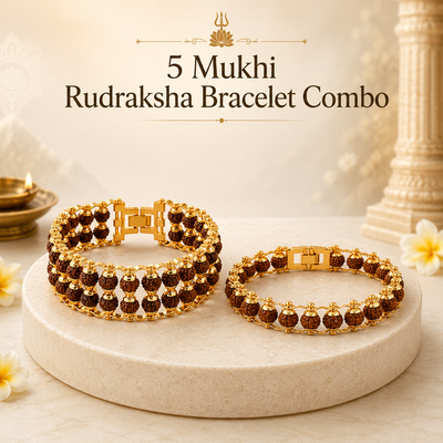 5 Mukhi Double layer with Single layer Rudraksha bracelet combo
