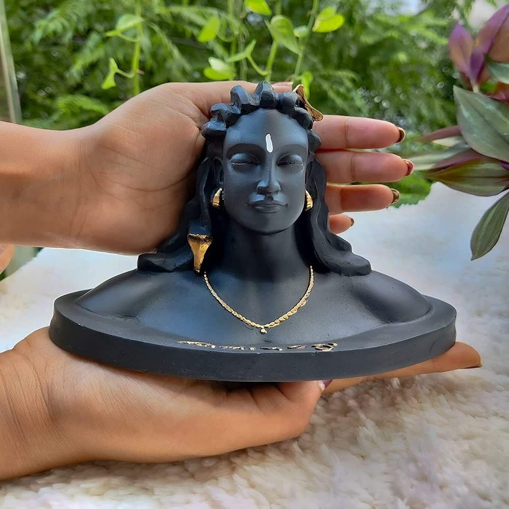 Dhyana Mudra Adiyogi Shiva Black Idol - 8 Inch