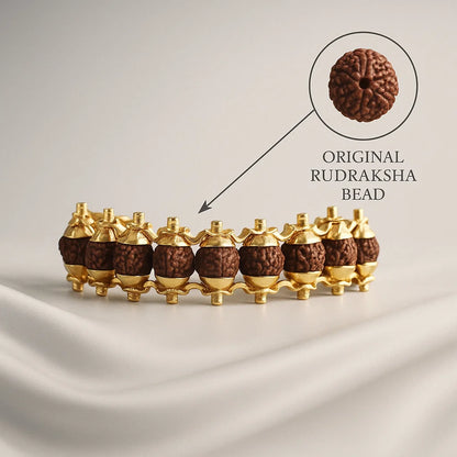 Gold Plated Rudraksha Bead Bracelet - 5 Mukhi