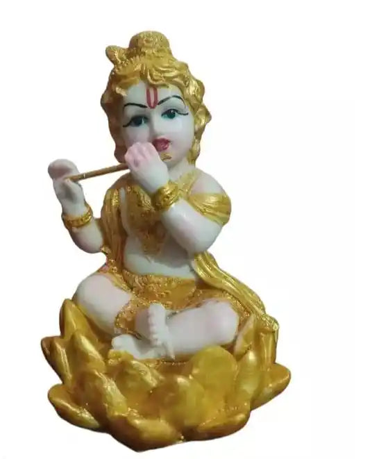 Golden Lotus Krishna Size Approx 13 Cm