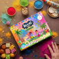 Divine Vrindavan Organic Holi Gulal Box - Set of 5 Gulal Pouch (80Gms Each)  with Free Japa Counter