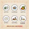 Divine Vrindavan Organic Holi Gulal Box - Set of 5 Gulal Pouch (80Gms Each)  with Free Japa Counter