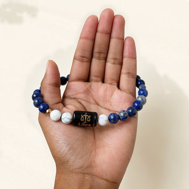 Libra zodiac lapis lazuli and howlite bracelet - glance 3