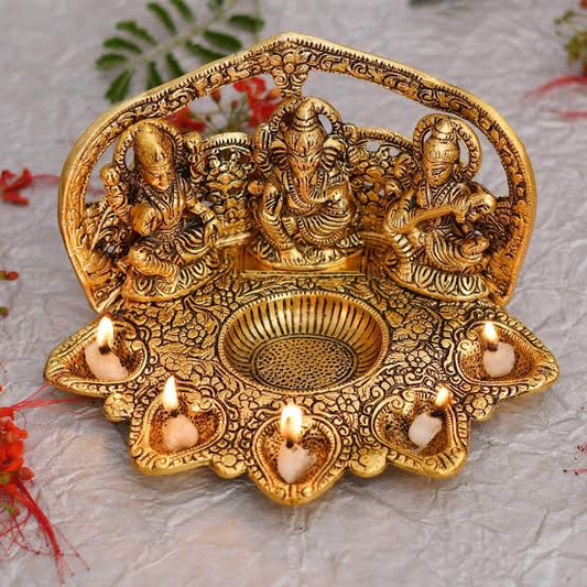 Laxmi Ganesh Saraswati Ganesh 5 Mukhi Diya