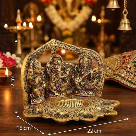 Laxmi Ganesh Saraswati Ganesh 5 Mukhi Diya