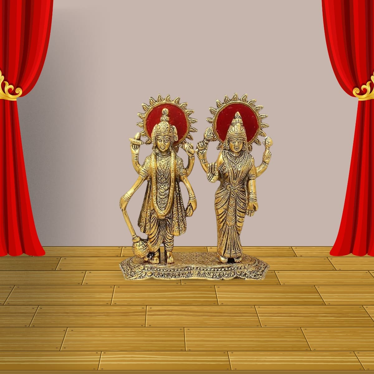 Laxmi Vishnu Metal Idol Size Approx 14 CM