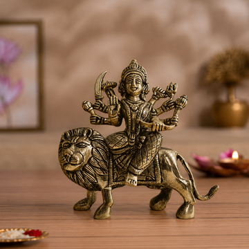 Maa Durga Idol in Antique Brass - 1