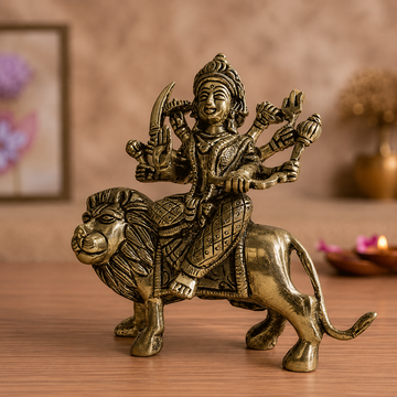 Maa Durga Idol in Antique Brass - 2