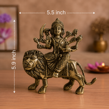 Maa Durga Idol in Antique Brass - 3