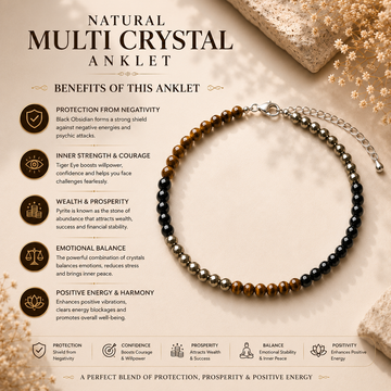 Natural Multi Crystal Anklet - 5