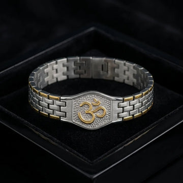 Om Bracelet for Men – Two-Tone Steel Watch-Style Wristwear - 3