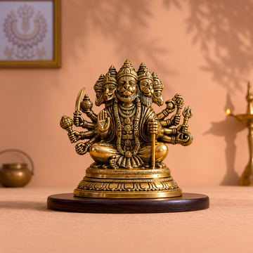 Panchmukhi Hanuman Brass Idol – Handcrafted with Antique Finish - 1