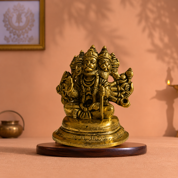 Panchmukhi Hanuman Brass Idol – Handcrafted with Antique Finish - 2