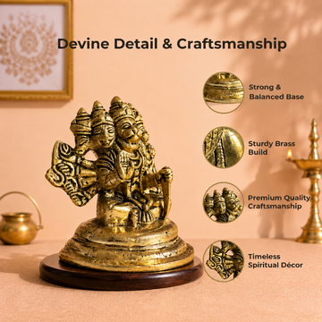 Panchmukhi Hanuman Brass Idol – Handcrafted with Antique Finish - 4