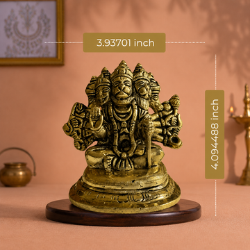 Panchmukhi Hanuman Brass Idol – Handcrafted with Antique Finish - 3
