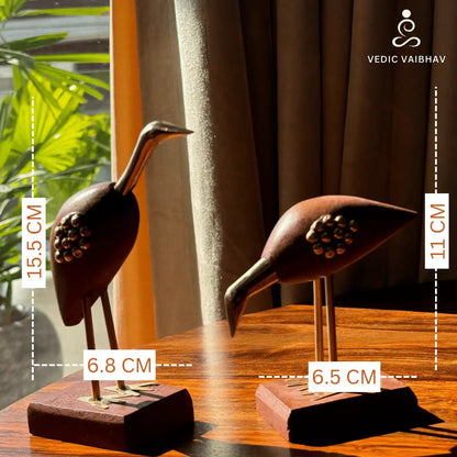 Premium Pakka Sheesham Wooden and Brass Antique Decorative Saras( Swan Crane Love Birds)