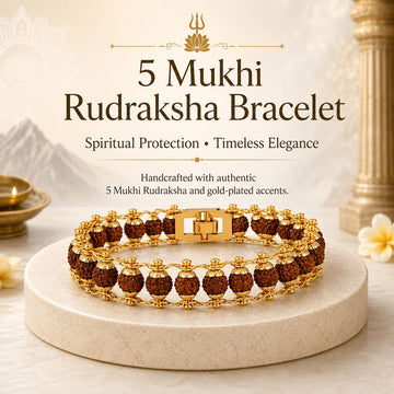 Gold Plated Rudraksha Bead Bracelet - 5 Mukhi - 1