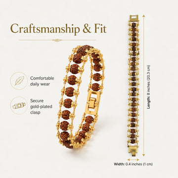 Gold Plated Rudraksha Bead Bracelet - 5 Mukhi - 2