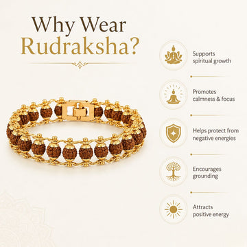 Gold Plated Rudraksha Bead Bracelet - 5 Mukhi - 3