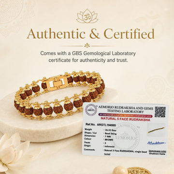 Gold Plated Rudraksha Bead Bracelet - 5 Mukhi - 4