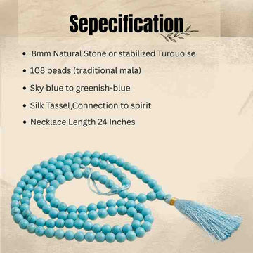Natural Turquoise (Firoza) Mala – Stone of Healing & Communication - 3