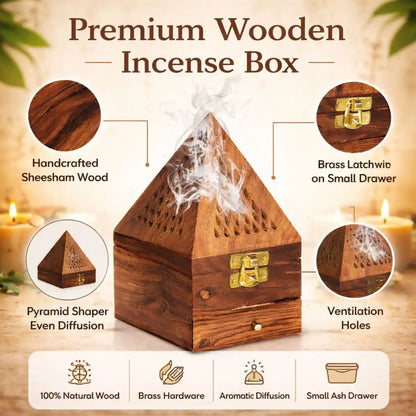 Wooden Incense Holder | Incense Stick & Cone Burner | Agarbatti Stand