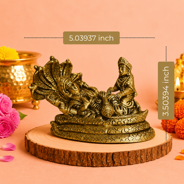 Lord Vishnu & Goddess Lakshmi Brass Idol with Sheshnag – Antique Finish - 2