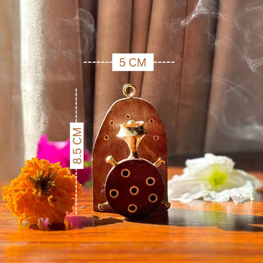 Wall Hanging Agarbatti Stand – Handcrafted Wooden Incense Holder with Ash Catcher