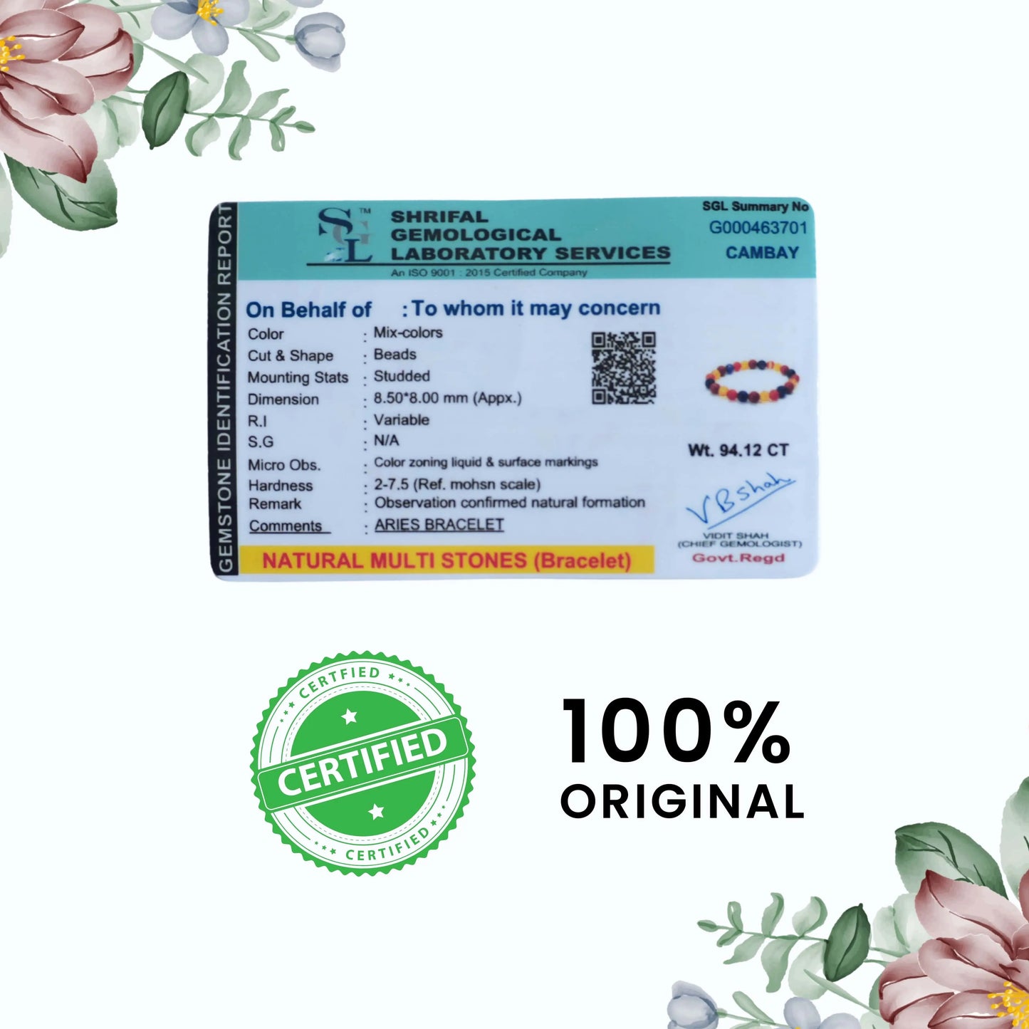 Aries Natural Multi Stones Bracelet