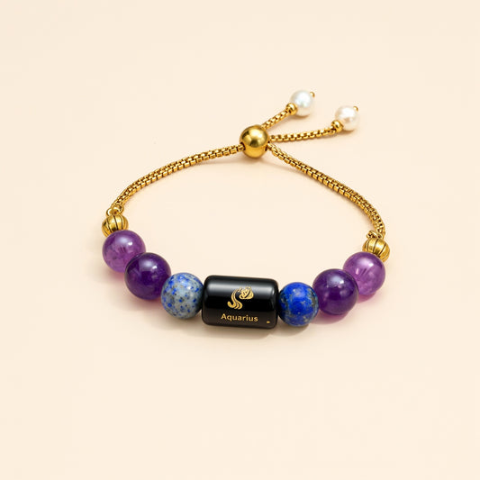 Aquarius Zodiac Slider Bracelet for Women