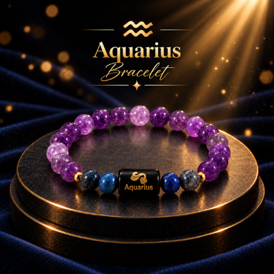 Aquarius (कुंभ राशि) Zodiac Amethyst & Blue Stone Bracelet