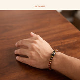 Aries Zodiac Red Jasper & Tiger's Eye Bracelet, on the wrist