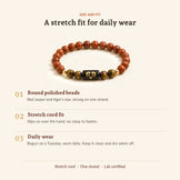 Aries Zodiac Red Jasper & Tiger's Eye Bracelet, size and fit