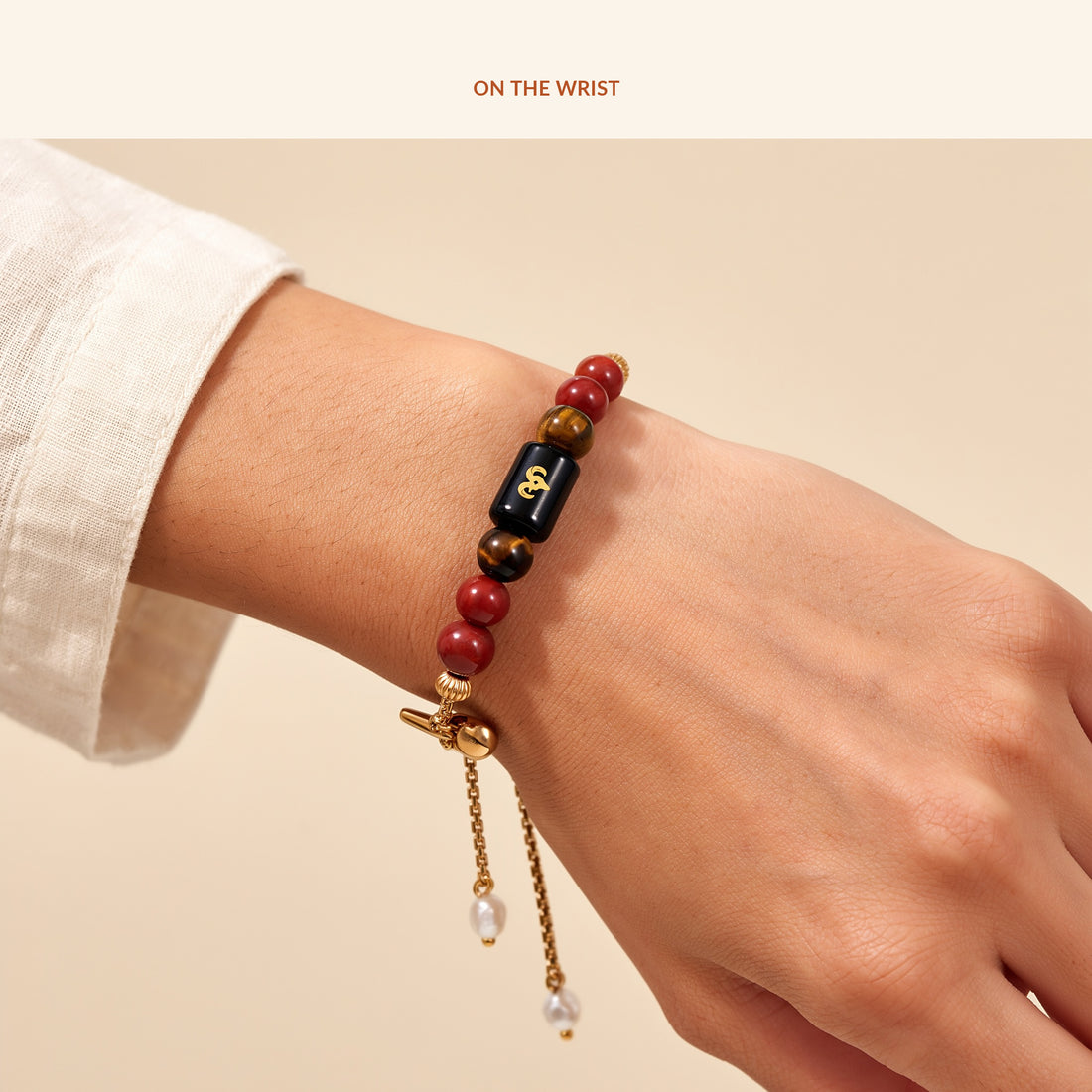 Aries Zodiac Slider Bracelet for Women, in use