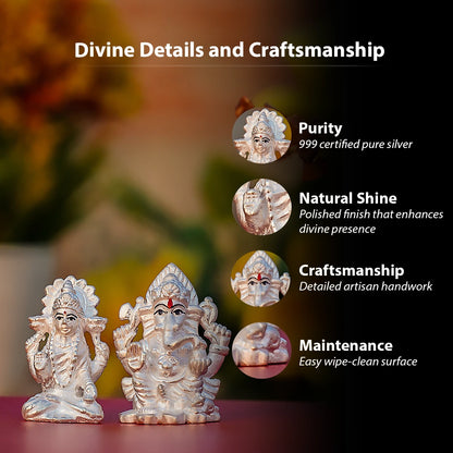 Laxmi Ganesh Ji Idol Set – 999 Pure Silver