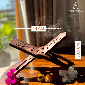 Divine Aura Wooden Rahal – Handcrafted Holy Book Stand - 1
