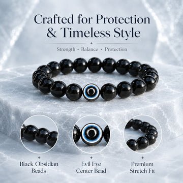Evil Eye Bracelet with Black Obsidian - 4