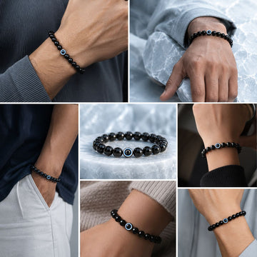 Evil Eye Bracelet with Black Obsidian - 3