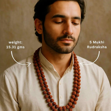 5 mukhi Rudraksha Bracelet with 108 Beads Mala Combo - 3