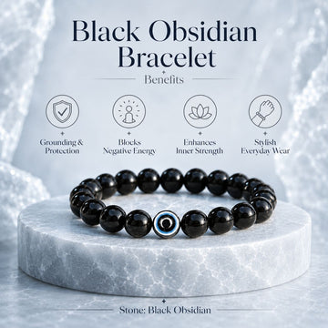 Evil Eye Bracelet with Black Obsidian - 5