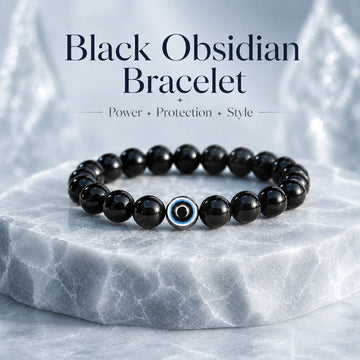 Evil Eye Bracelet with Black Obsidian - 2