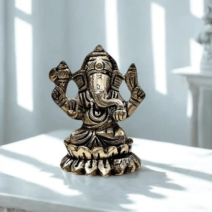 Ganesh Idol –Handcrafted Brass (Antique Finish)