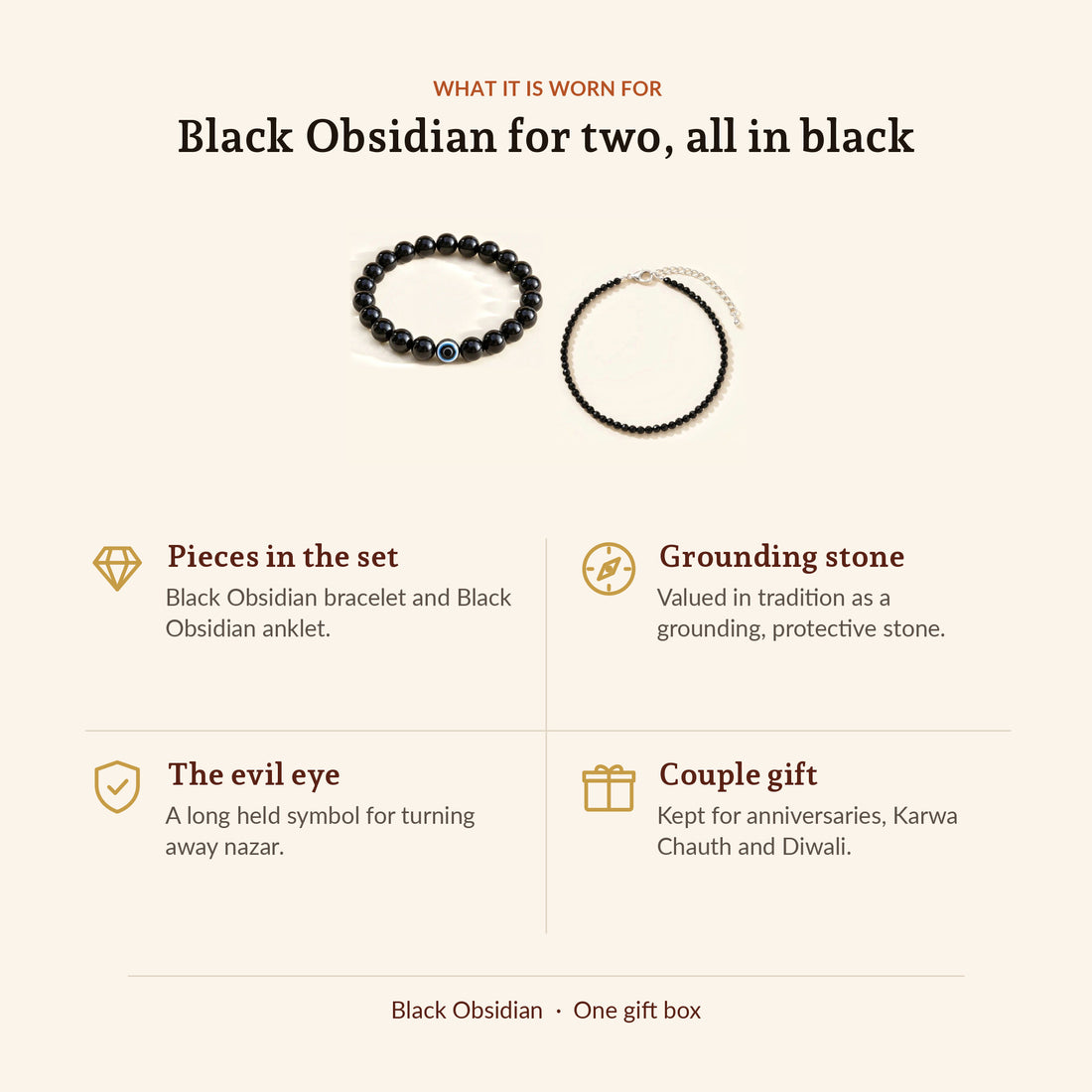 Black Obsidian Combo for Him & Her, what the set is for
