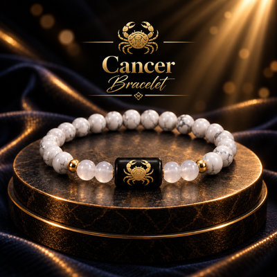 Cancer (कर्क राशि) Zodiac Howlite & Milky Quartz Bracelet